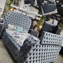 ✨️ Queen, King Light Up Fireplace TV Pop Up Bed Frame ✨️ Furniture Sectionals Avail