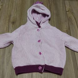 Girls Sweater Jacket Size 3-6 Months Gymboree Purple & White