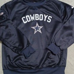 New Men's Size Large Dallas Cowboys Sweatshirt Dark Blue White Dak Aikman Irvin