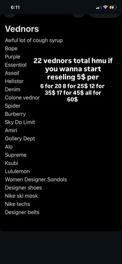 VENDORS LINK FOR RESELLING