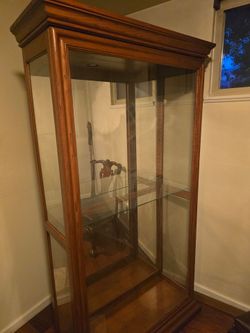Large Lighted Glass Curio Display Cabinet – Solid Wood