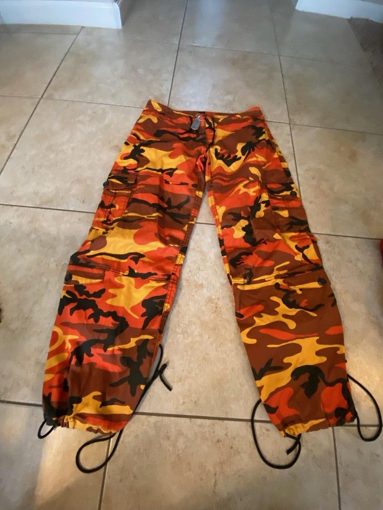 Rothco size XS Savage Orange Military Tactical Cargo pants camo fatigue