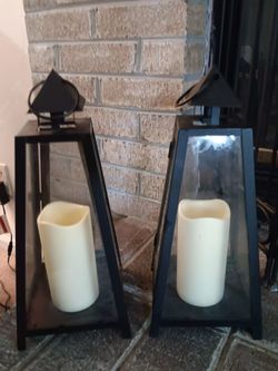 Metal Lanterns - Battery Operated-  Black