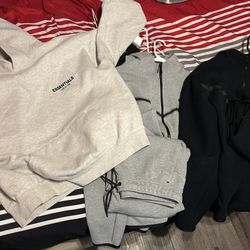 gray and black nike tech set w essentials hoodie 