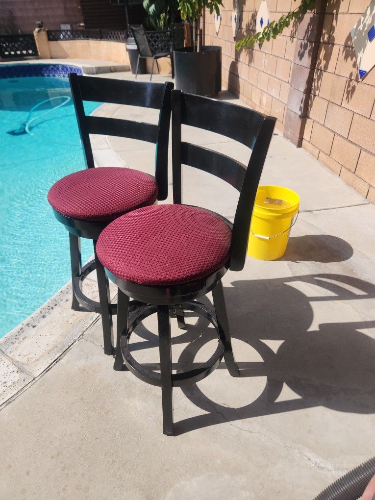 Bar Size Stools Set. .made Of Wood.