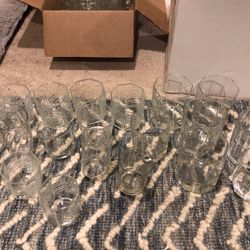 Variety Of Clear Glass Candle Holders/glasses- Approximately 60 