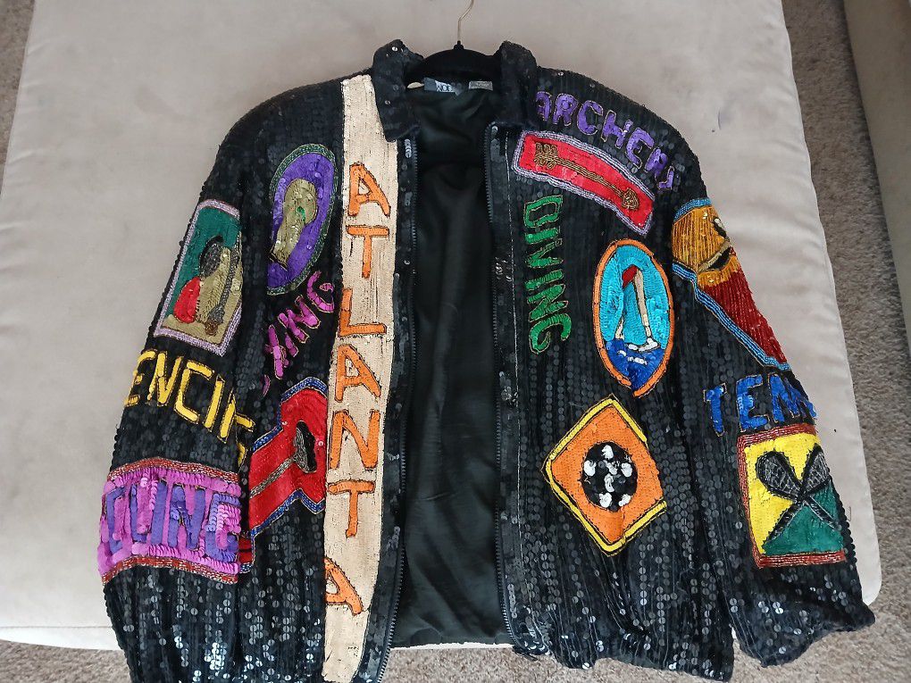 1996 ATLANTA Olympics Vintage 100% Silk And Sequined Jacket 