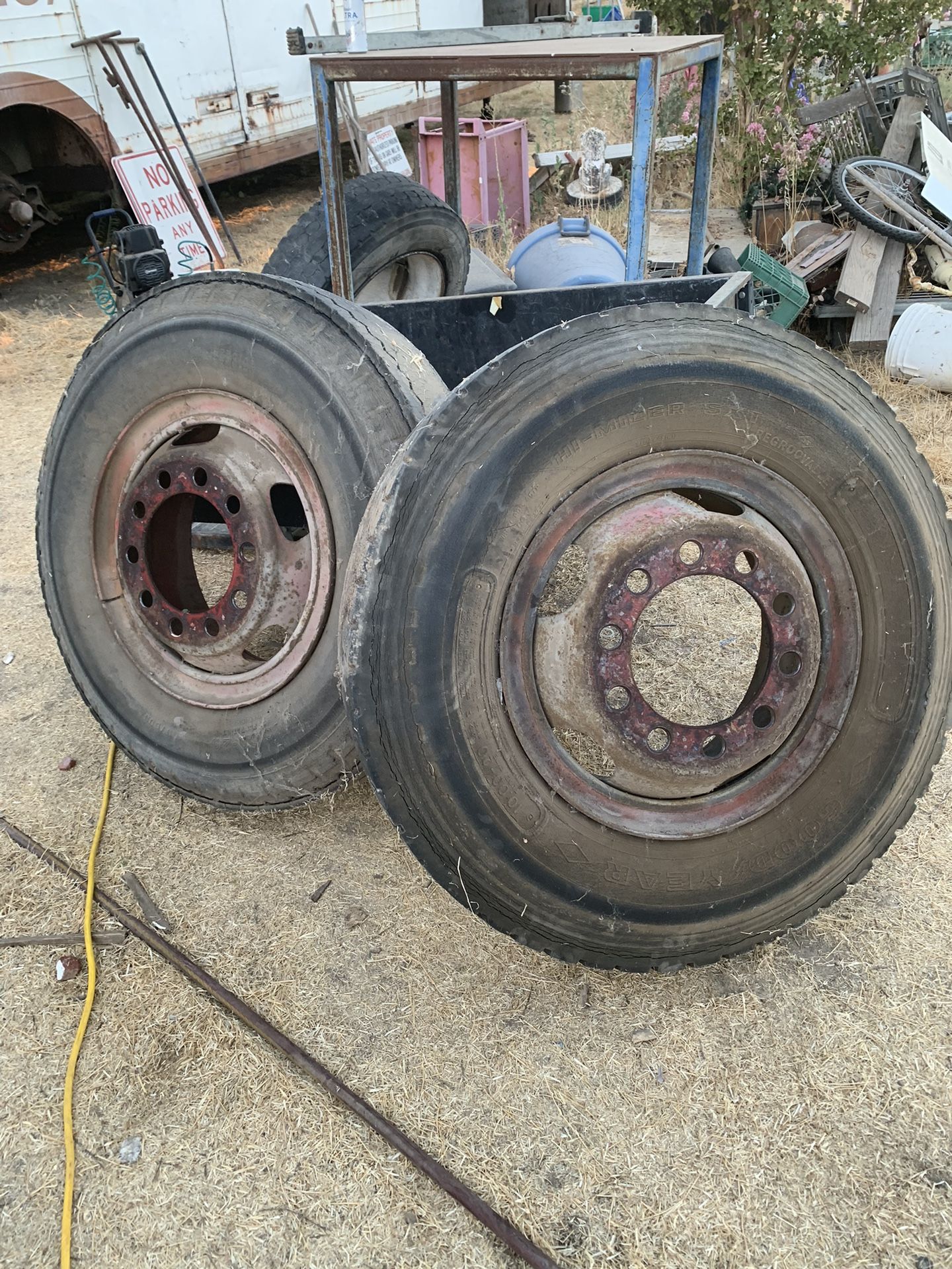 VINTAGE 10.00 - 20 semi truck wheels SPLIT RIMS SET OF 4
