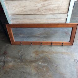 Mirror / coat rack with 5 hooks