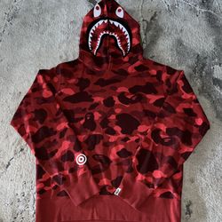 Bape Red Camo Pullover Shark Hoodie🩸