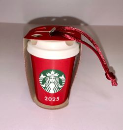 New Starbucks Holiday Christmas 2025 Red Cup Ceramic Ornament