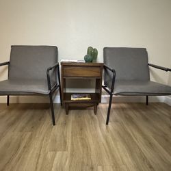 Mid Century Modern Faux Leather Accent Lounge Chairs