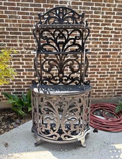 Gorgeous Vintage Cast Aluminum Outdoor Patio Bar Cabinet