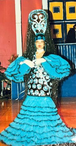 Turquoise Carnival Queen Costume with Headdress