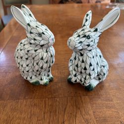 Pair of BUNNY Rabbit Figurines Hand-painted by Andrea Sadek