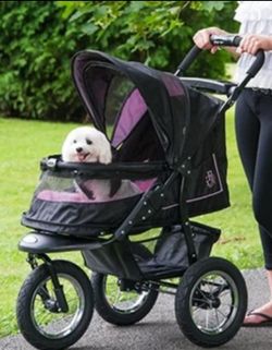Pet Gear No-Zip Pet Stroller for Cats/Dogs, Zipperless Entry, Easy One-Hand Fold, Gel-Filled Tires
