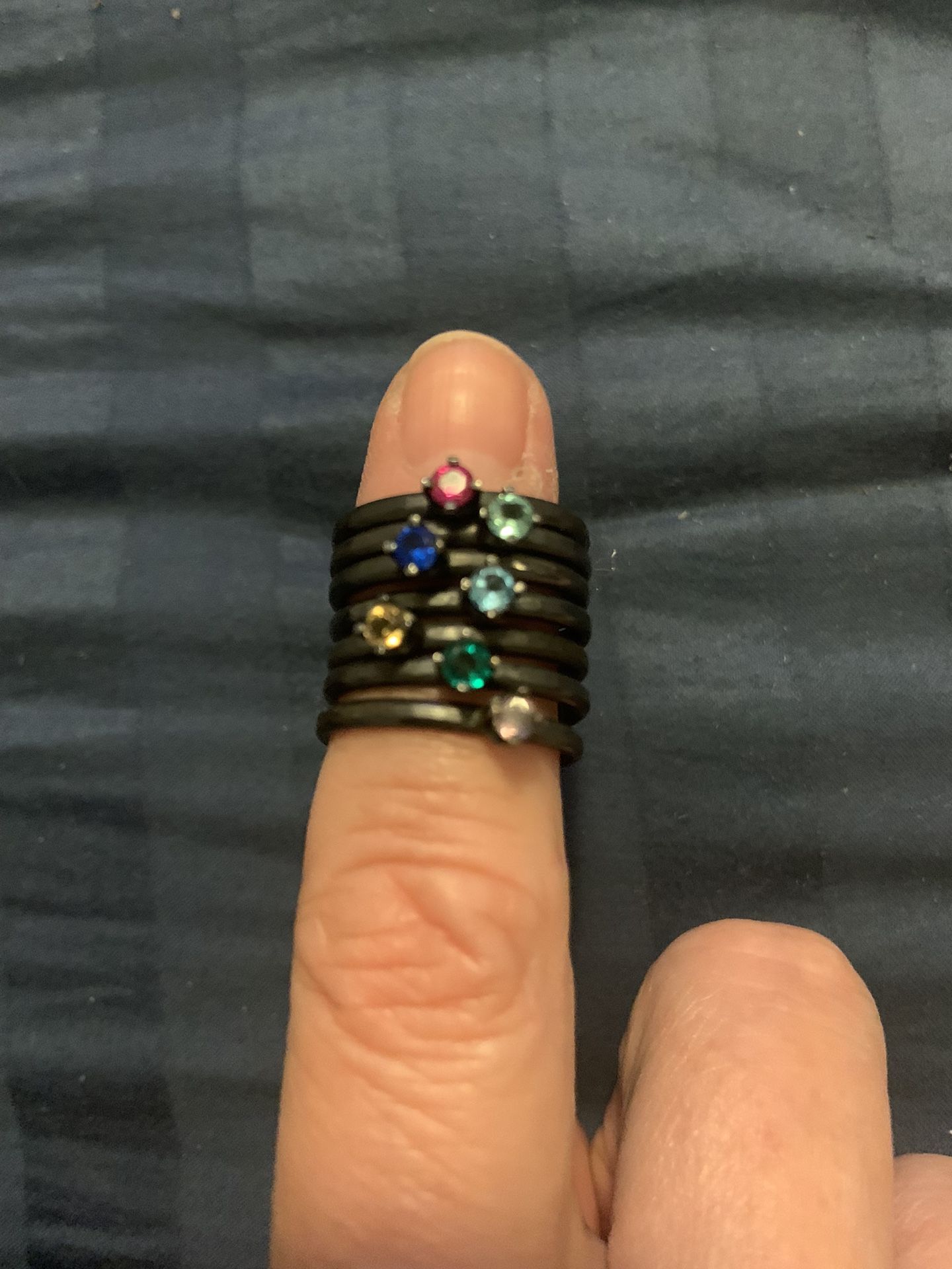 New Rings . Etsy Artist From Australia . Size 7..  Semi Precious Stones Minimalistic Oxidized Rings. $30 Each 