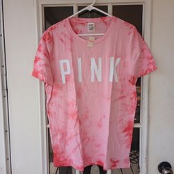 PINK Victoria's Secret Tie Dye Tee Top T Shirt Logo M NEW