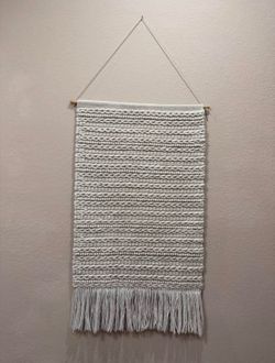 Large Boho Wool Wall Hanging - Chunky Cream Texture