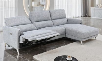Brand New Grey Super Plush Chenille Power Reclining Sectional Sofa