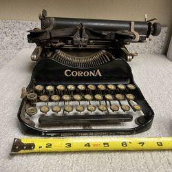 Vintage Via Antique Corona Portable Miniature Folding Typewriter 