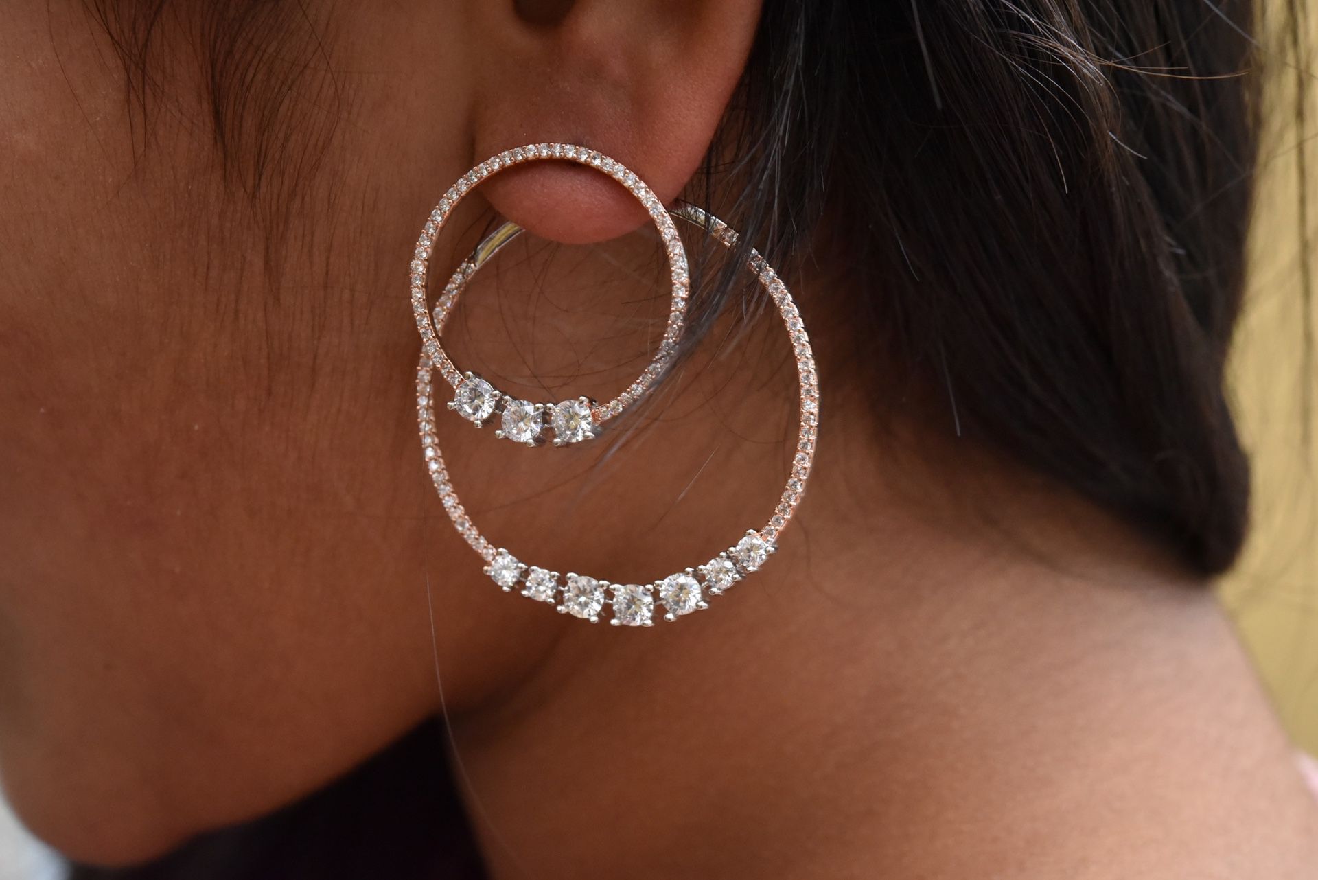 Front and back side hoop earrings with American diamonds