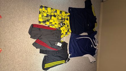 Bulk NEW: 2 adidas junior shorts /1  adidas swim shorts &2 adidas t-shirts