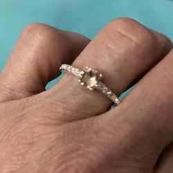 Pink Stone & CZ Engagement Ring 