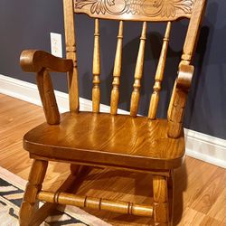 Charming Solid Wood Children's Rocking Chair with Carved Details