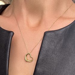 18K Gold Tiffany & Co Vintage Elsa Peretti 22mm heart 14.5” chain