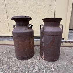 Pair Vintage Milk Cans