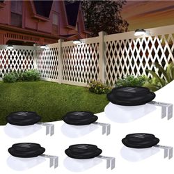 6 Pack Cool White Solar Black Gutter Lights 9 Led Waterproof Patio/Fence Decor