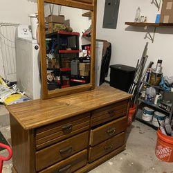 Solid Wood (Oak) Dresser Drawers With Mirror