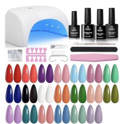 Beetles Gel Nail Polish Kit with UV Light - 32Pcs Nail Polish Set Popular Color Gel with Base and Matte&Glossy Top Coat Soak Off All Season Gel Nail S