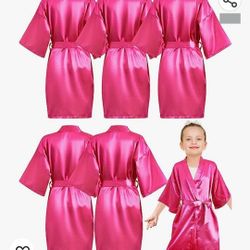 Little Girl Satin Pink Robes For SPA Party