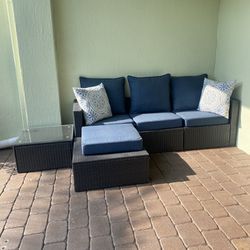 Outdoor Patio Furniture Sofa And Matching Table With Cushions