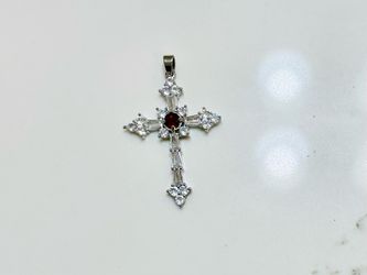 Garnet & clear quartz  ✝️ pendant