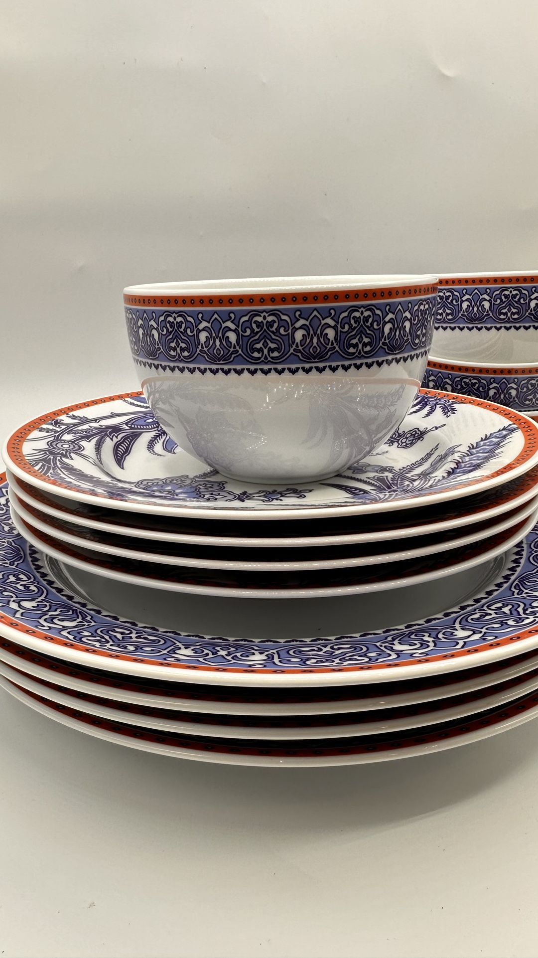 New Martha Stewart Collection Exotic Escape Floral 12-Pc. Dinnerware Set