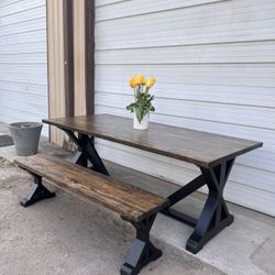 Custom Dining Table Solid Wood Farmhouse Set Round Oval Modern Rustic Hand Built Handcrafted Bench Kitchen Breakfast Counter Bar Comedor  Farm House 