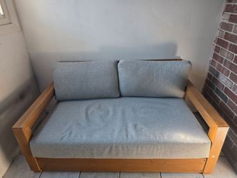 Outdoor Fir Wood Sofa Loveseat With Hollow Armrests