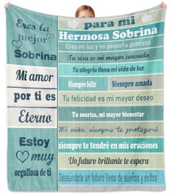 Regalos para Mi Sobrina En Espanol, Niece Birthday Gift Blanket in Spanish 50"X60", Regalo Nina Cumpleanos, Regalo De Sobrina para Graduacion, Navidad