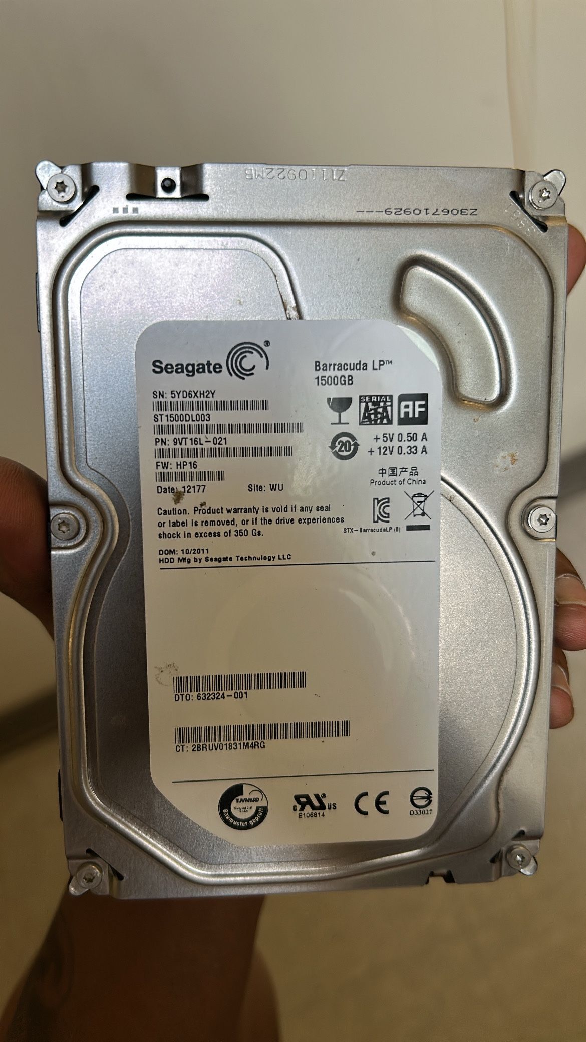 HardDrive(HDD) (Seagate-Barracuda)((1TB)