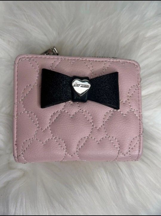 Betsey Johnson Pink And Black Mini Wallet 