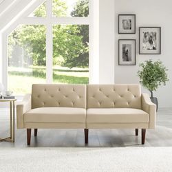 Beige Sofa Bed Couch 🛋️ Brand New In Box 📦 Folds Down Into A Bed 🛏️ 
