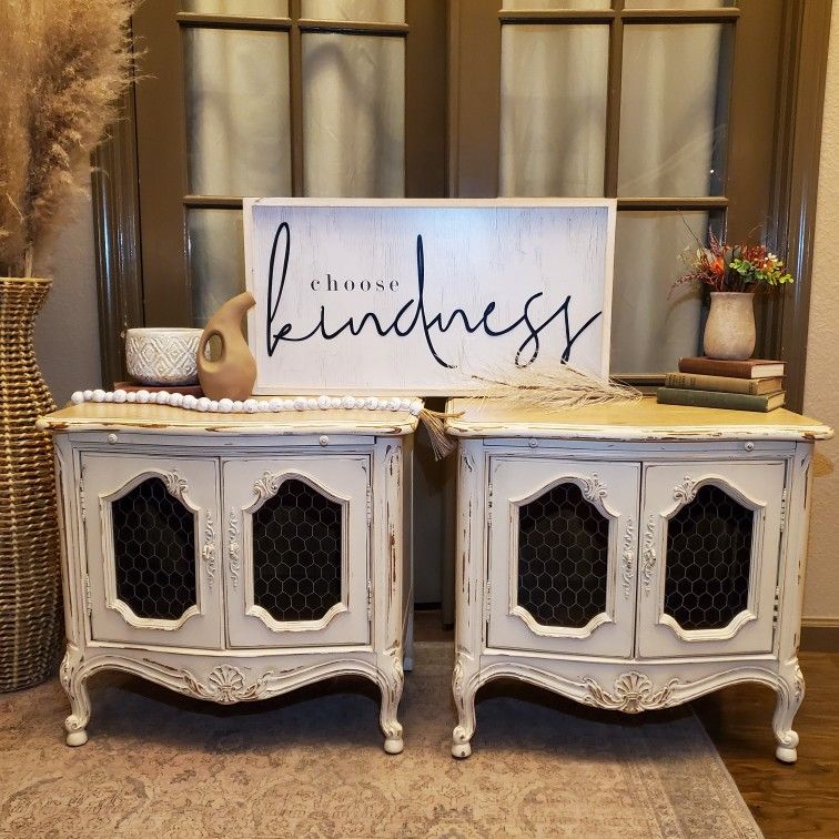 Distressed Farmhouse Nightstands End Tables