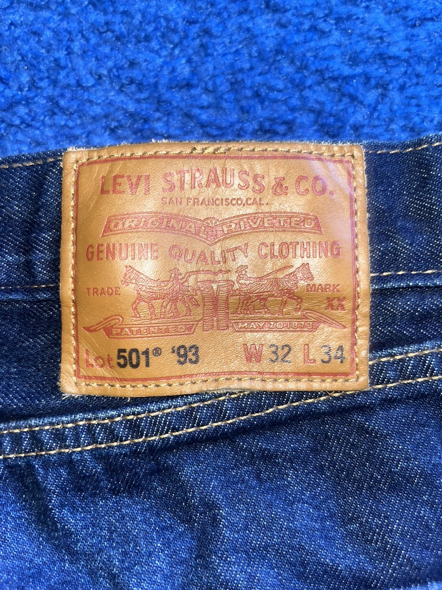 Sz 32 X 34 Levi’s 501 Raw Denim
