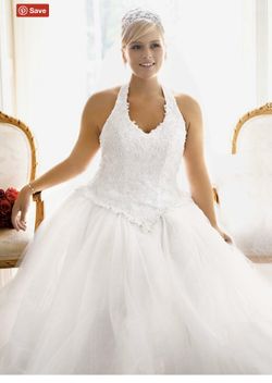Wedding Tulle Ballgown w/ Satin Beaded Halter Bodice