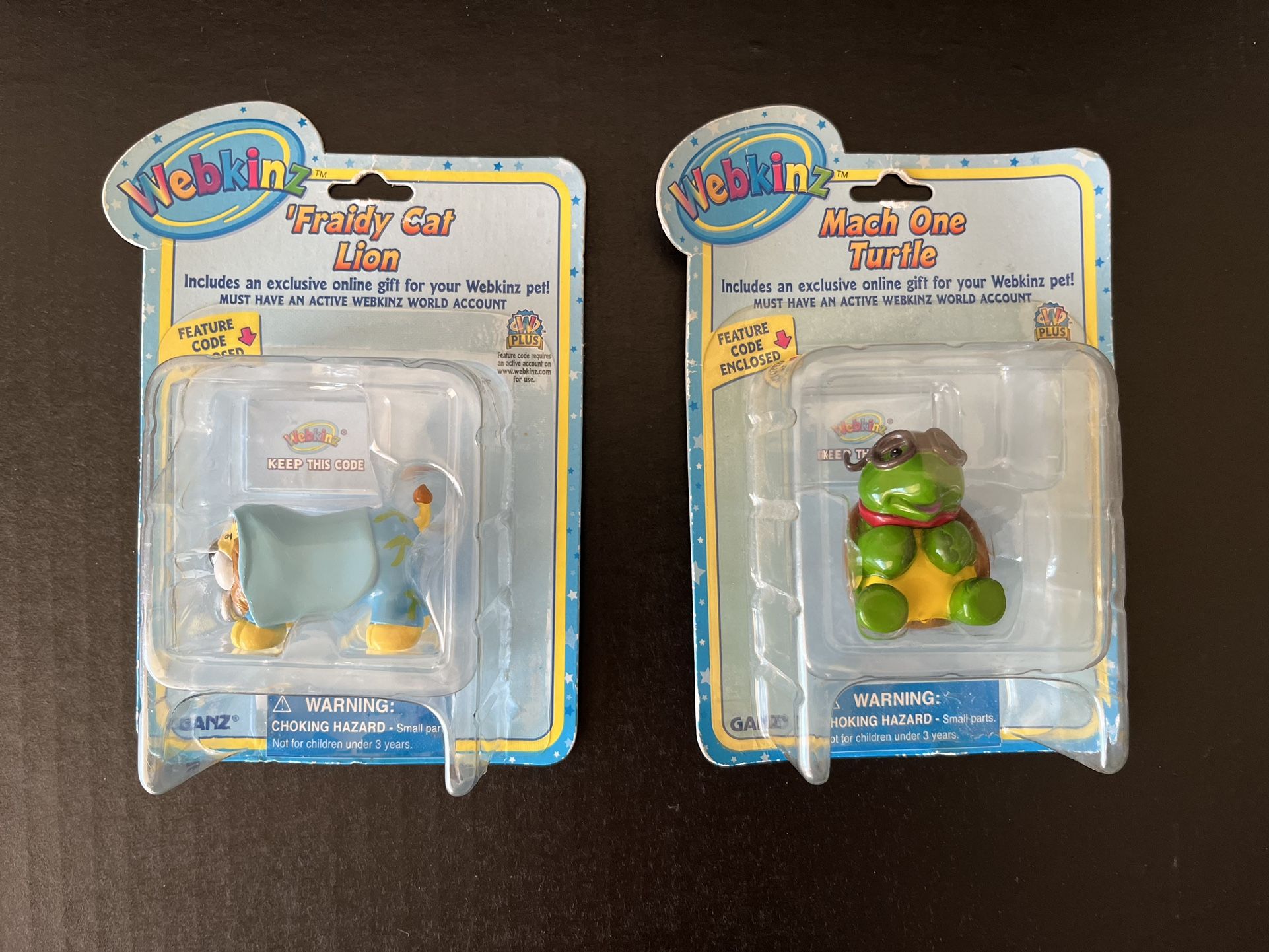New Webkinz Figure Lot Fraidy Cat Lion And Mach One Turtle