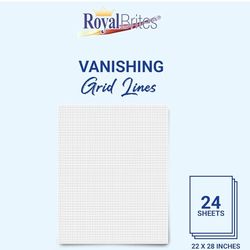 Royal Brites Heavyweight Vanishing Grid Lined White Poster Board 22” x 28”, Grid Poster Board for Lettering, Art, & School Projects, Pack of 24