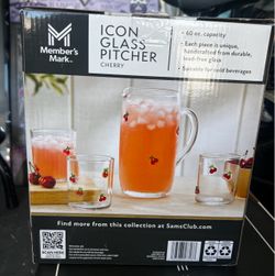 Cherry icon glass pitcher
